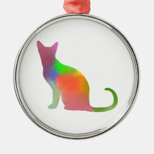 Waterverf Cat Silhouette Metalen Ornament