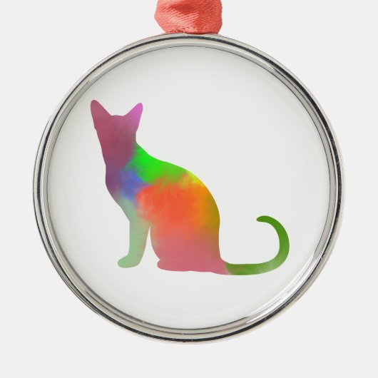 Waterverf Cat Silhouette Metalen Ornament (Voorkant)