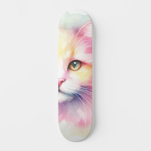 Waterverf Cat Skateboard (Voorkant)