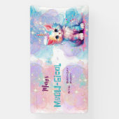 Waterverf Caticorn Meow-Gical Verjaardag Spandoek (Verticaal)