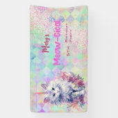 Waterverf Caticorn Meow-Gical Verjaardag Spandoek (Verticaal)