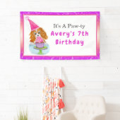 Waterverf Cavalier King Charles Cupcake Birthday Spandoek (Insitu)