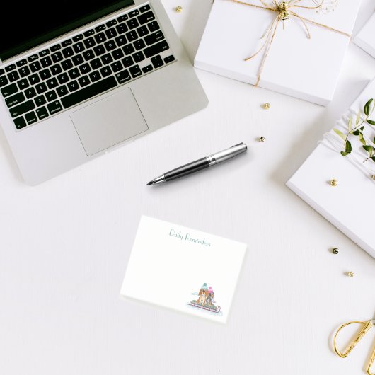 Waterverf Cavalier King Charles Spaniel Sledding Post-it® Notes