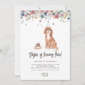  Waterverf Cavapoo Dog Verjaardagsfeestje Kaart (Voorkant)