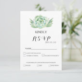 waterverf Celadon Succulent Bruiloft RSVP Kaartje (Staand voorkant)