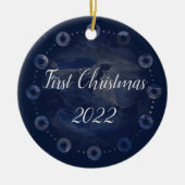 Waterverf Celestial Dark Blue Skies Keramisch Ornament (Voorkant)