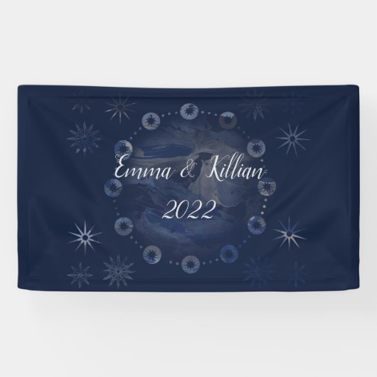 Waterverf Celestial Dark Blue Skies Spandoek (Horizontaal)