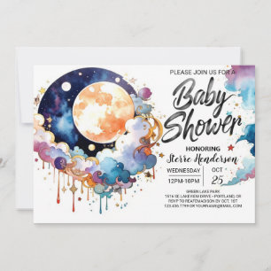 Waterverf Celestial Soiree Baby shower Kaart
