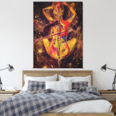 Waterverf - Cello Space Sonata - Dame met Cello Canvas Afdruk (Insitu (Slaapkamer))