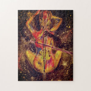 Waterverf - Cello Space Sonata - Lady en Cello - Legpuzzel