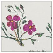 Waterverf Cerise Pink Flowers > Floral Fabric Stof (Close Up)