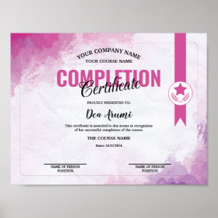 Waterverf certificaatvoltooiing poster