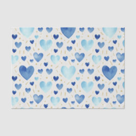 Waterverf Cerulean Harten & Gouden Glans Tissuepapier