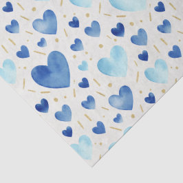 Waterverf Cerulean Harten & Gouden Glans Tissuepapier