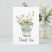 Waterverf Chamomile Flowers in Glass Bedankkaart (Staand voorkant)