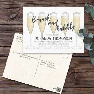 Waterverf Champagne Bruidsfeest Gast Aangesproken Briefkaart