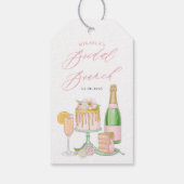 Waterverf Champagne en Cake Floral Bridal Brunch Cadeaulabel (Achterkant)