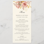Waterverf champagne rozen monogram trouwmenu menu (Voorkant)