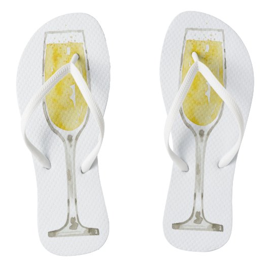 Waterverf champagnefluiten teenslippers (Voetbed)