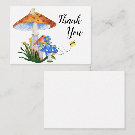 Waterverf champignons bedankkaart notitiekaartje (Voorkant / Achterkant)