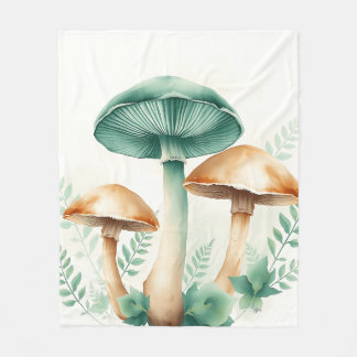 Waterverf champignons met varens fleece deken