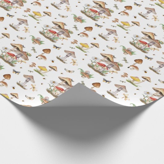 Waterverf champignonwikkelpapier | grillig hout cadeaupapier (Hoek)