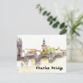 Waterverf Charles Bridge Briefkaart (Staand voorkant)