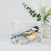 Waterverf charming Chickadee Flowers Briefkaart (Staand voorkant)