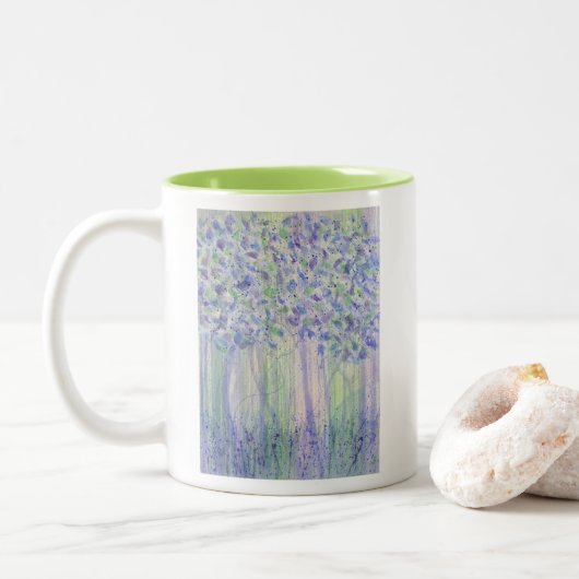 Waterverf Chartreuse Figs Tweekleurige Koffiemok (Met donut)