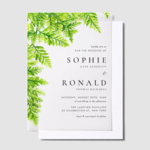 Waterverf Chartreuse Green Fern verlaat bruiloft Vellum Uitnodigingen