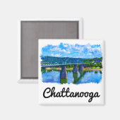 Waterverf Chattanooga Tennessee Magneet (Voorkant / Achterkant)