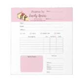 Waterverf Cheesecake Pastry Bakery-ontvangstbewijz Notitieblok (Voorkant)