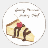 Waterverf Cheesecake Pastry Ronde Sticker (Voorkant)