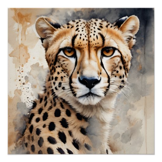 Waterverf Cheetah nr. 8 Perfect Poster (Voorkant)
