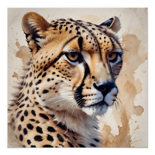 Waterverf Cheetah nr. 9 Perfect Poster (Voorkant)