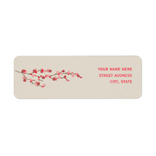 Waterverf Cherry Blossom Address Label
