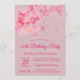 Waterverf Cherry Blossom Birthday Party Kaart