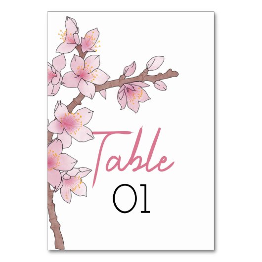 Waterverf Cherry Blossom Bruiloft Kaart (Voorkant)