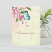 Waterverf Cherry Blossom Butterflies Kaart (Staand voorkant)