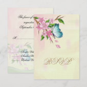 Waterverf Cherry Blossom Butterflies RSVP Kaartje (Voorkant / Achterkant)