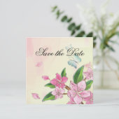 Waterverf Cherry Blossom Butterflies Save The Date (Staand voorkant)