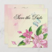 Waterverf Cherry Blossom Butterflies Save The Date (Voorkant / Achterkant)