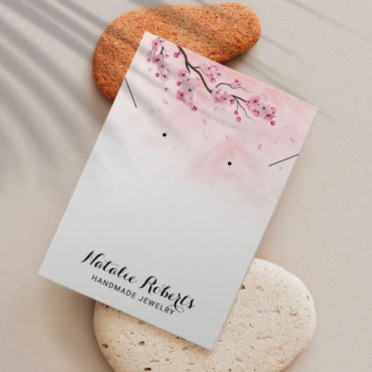 Waterverf Cherry Blossom Earring Ketting Display Visitekaartje
