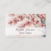 Waterverf Cherry Blossom Floral Girly Script Naam Visitekaartje (Voorkant)