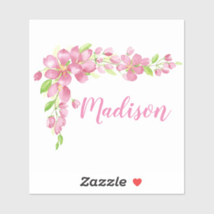 Waterverf Cherry Blossom Flowers Aangepaste naam Sticker