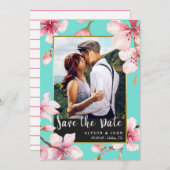 Waterverf Cherry Blossom Foto Opslaan van de datum Save The Date (Voorkant / Achterkant)