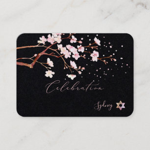Waterverf Cherry Blossom Mitzvah ✡ Celebratie E Visitekaartje