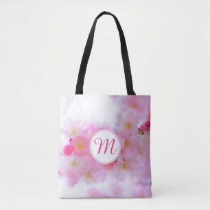 Waterverf Cherry Blossom Monogram Bag Tote Bag