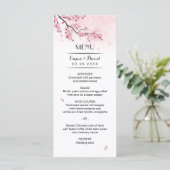 Waterverf Cherry Blossom Pink Floral Wedding Menu (Staand voorkant)