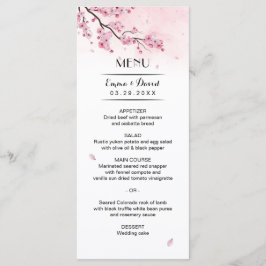 Waterverf Cherry Blossom Pink Floral Wedding Menu